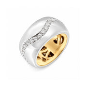 18K White and Yellow Gold Diamond Wave Fashion Ring - FINAL SALE